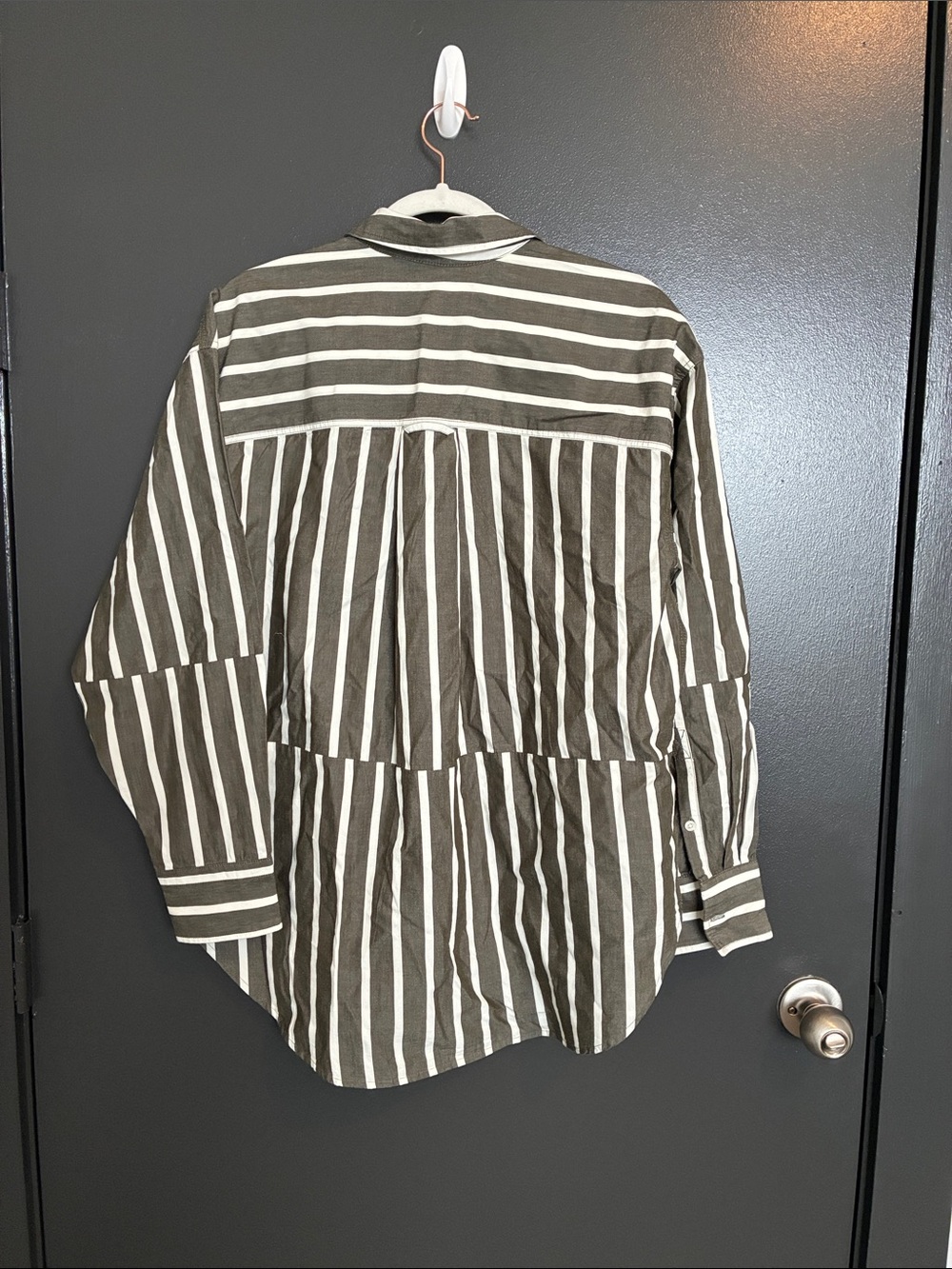 NWT J Crew Étienne oversized shirt in offset-stripe cotton poplin Sz XS - Picture 5 of 7